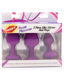 Pleasures Silky Silicone Anal Plugs - Purple Pack Of 3